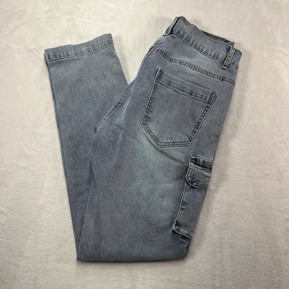 Six Denim Straight Leg Jeans Womens Medium Cargo Pocket Medium Wash